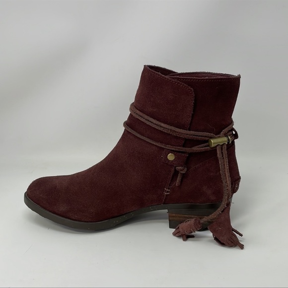Sorel Farah Boots Ankle Booties Burgundy Red Suede Size 7 - Picture 6 of 11